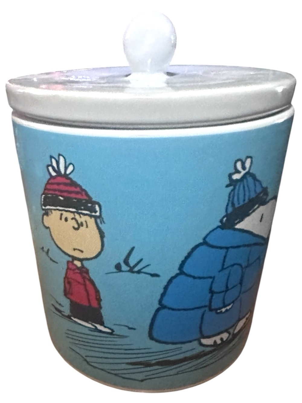Peanuts NWOT Gang Puffy Coat Snoopy *Winter Days* Ceramic Cookie Treat Jar